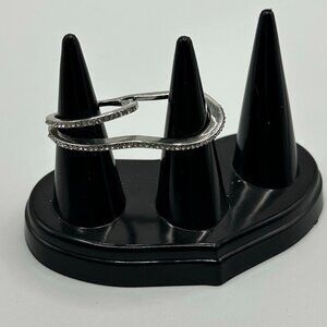 Torrid Bold & Edgy Silver-Tone Crystal Two-Finger Ring – Size 10 & 12